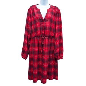 Knox Rose Red Plaid Long Sleeve Dress Cottagecore Cabincore Holiday Grunge Size